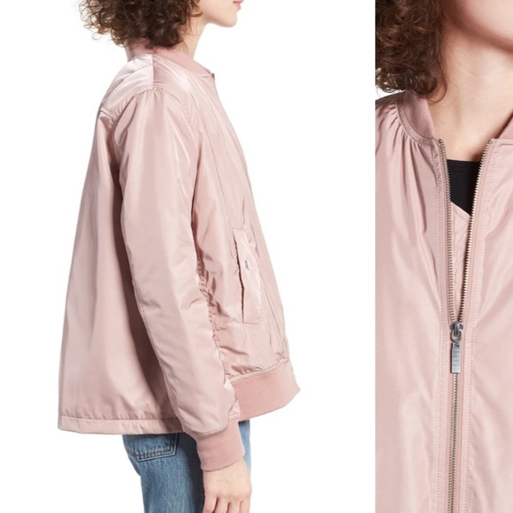 NORDSTROM B.P. PINK PLEATED BOMBER JACKET - Picture 2 of 9